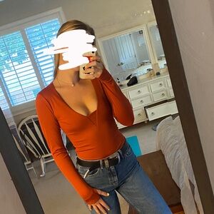 Free People Red Bodysuit